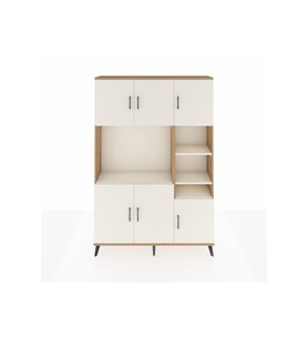Arges Dolap 10 Raflı 6 Kapaklı 132x30x195 Çam-Aytaşı/Aytaşı