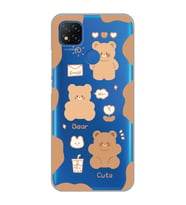 Xiaomi Redmi 9C / 10A Uyumlu Cute Bear Tasarımlı Şeffaf Telefon Kılıfı