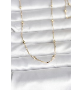 CM 14K Gold Renk Kesme Çubuk Zincir Topçuklu Model 60 cm Kadın Kolye (Karışık)