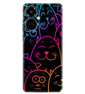 Camon 19 Pro Kılıf Silikon Desen Özel Seri Neon Cats 1790