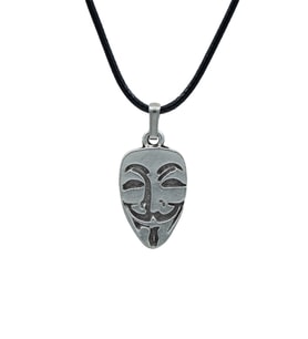 V For Vendetta Deri ip Kolye - Gümüş Kaplama - Kadın Erkek Kolye - No:777