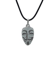 V For Vendetta Deri ip Kolye - Gümüş Kaplama - Kadın Erkek Kolye - No:777