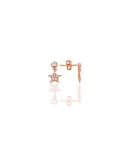 Gümüş rose zirkon taşlı sallantılı yıldız küpe SGTL12780ROSE