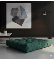 Döşemelik Kumaştan Yer Pufu Sandalye Minderi Yer Minderi 60x60 cm (Zümrüt Yeşil)