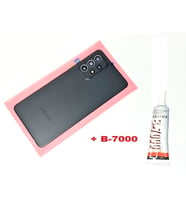 Tkgz Samsung Galaxy A52 A525 Arka Pil Batarya Kapağı (FULL Kamera Lensli+B-7000) SİYAH