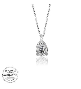 Swarovski Taşlı Gümüş Damla Tektaş Bayan Kolye