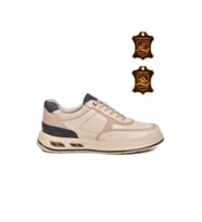 Voyager Ekru Hakiki Deri Erkek Sneaker Konforlu Hafızalı Taban Casual Ayakkabı M692 M