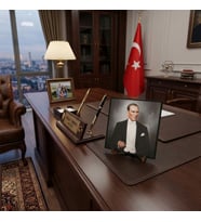 Atatürk Masaüstü Ahşap Tablo - Kabartmalı Baskı Şık Hediyelik 16x16 cm No 1