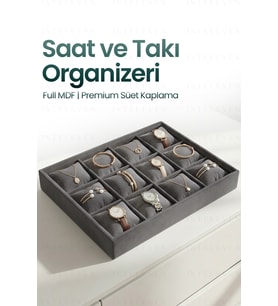 12 Bölmeli Kadife Saat ve Bileklik Organizeri, Şık ve Fonksiyonel Depolama