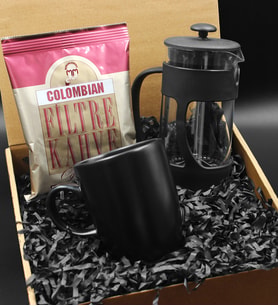 Siyah Kupa & French Press & Columbian Taze Filtre Kahve Hediye Seti