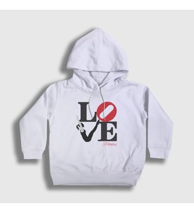Presmono Unisex Çocuk Beyaz Love Hediye Pilates Kapüşonlu Sweatshirt 511708tt