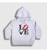 Presmono Unisex Çocuk Beyaz Love Hediye Pilates Kapüşonlu Sweatshirt 511708tt
