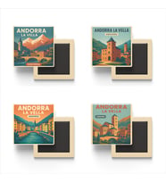 Andorra la Vella Andorra - 4 adet - 9x9 cm Buzdolap Magneti