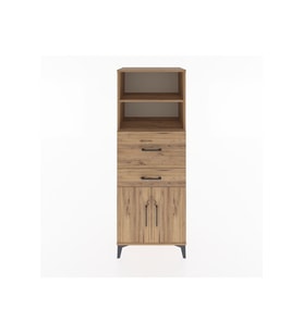Hyperion Dolap 3 Raflı 2 Çekmeceli 2 Kapaklı 60x44x163 Çam-Çam