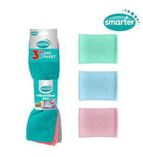 SMARTER 3 LÜ MİKROFİBER TEMİZLİK BEZİ + 3 LÜ PRATİK SÜNGER