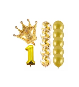 Kral Tacı Folyo Ve Latex Balon Set Parti Seti 1 Yaş