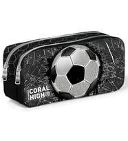 Coral High Siyah Futbol İki Bölmeli Kalem Çantası - Erkek Çocuk