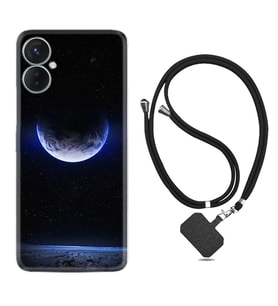 Tecno Spark 9T Kılıf Resimli Boyun Askılı İpli Desenli Silikon Series Midnight Moon 1802