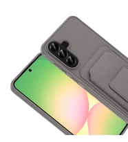 Samsung Galaxy A56 Kılıf Deri Dokulu ve Kartlıklı BiKart TPU Premium Kapak (Gri)