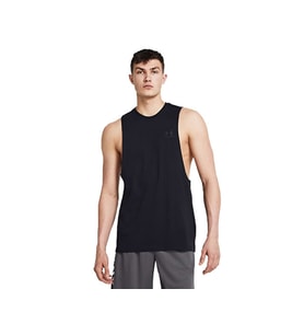 Under Armour UA LEFT CHEST CUT OFF TANK Erkek Antrenman Atleti 1329286-001 Siyah