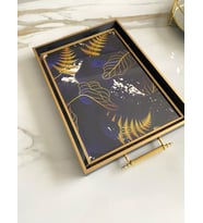 Desenli Çay Tepsisi ,lüx Çay Tepsisi,sunum Tepsisi Palmiye (Gold)
