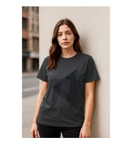 Kadın Rahat Kesim Bisiklet Yaka Baskılı T-shirt