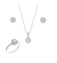 Zirkon Taşlı 925 Ayar Gümüş Kadın Üçlü Tektaş Set