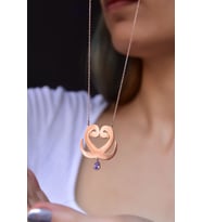 Papatya Silver 925 Ayar Gümüş Rose Kaplama İkili Vav Lila Taşlı Kolye