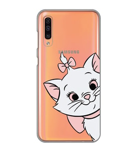 Samsung Galaxy A70 Uyumlu Marie Kedicik Desenli Şeffaf Telefon Kılıfı
