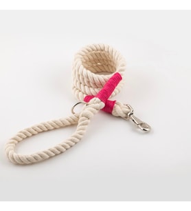 Lusi Doog 200cm Köpek Gezdirme İpi - Beyaz - Pembe Detaylı