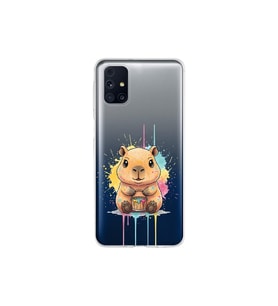 Samsung Galaxy M31s ile Uyumlu Splash Kapibara Tasarımlı Şeffaf Silikon Kılıf