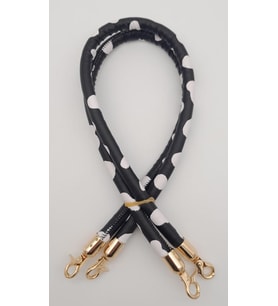 Angel Çanta Aksesuar Çift Kordon Çanta Sapı Siyah Beyaz Leopar Light Gold Metalli
