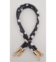 Angel Çanta Aksesuar Çift Kordon Çanta Sapı Siyah Beyaz Leopar Light Gold Metalli