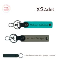 Doktora Yılbaşı Jest, İsimli 2’li Anahtarlık Takımı, Kül Gri-Koyu Turkuaz-Lacivert
