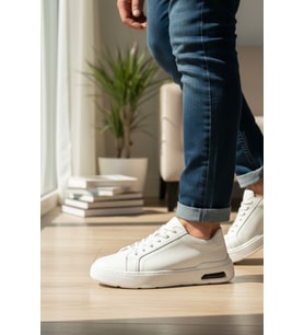 Enoch Hakiki Deri Jel Taban Destekli Bağcıklı Erkek Sneaker Ayakkabı