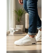 Enoch Hakiki Deri Jel Taban Destekli Bağcıklı Erkek Sneaker Ayakkabı