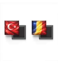 Buzdolap Magnetleri - Çad Bayrağı ve Türk Bayrağı - 2'li Set Magneti