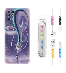 INFINIX Note 11 Pro Note 10 Hot 9 Play Kılıf Kablo Koruma Spiral Silikon Kız ve Ejderha 1742