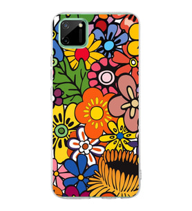 PrintiFy Realme C11  ile Uyumlu 1mm Slim Fit Retro Renkler 2 Baskılı Şeffaf  Kılıf