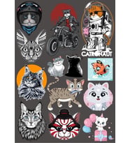 Kediler Sticker Set-16 16 Parça Telefon, Tablet, Defter, Laptop Sticker