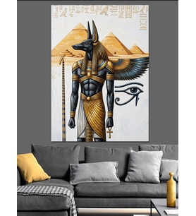 Antik Mısır Tanrısı Anubis Dekoratif Kanvas - Mdf Ahşap Tablo
