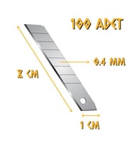 Kupa Maket Bıçağı Falçata Yedeği 9 X 0.4 mm. - 100 Adet (Gri)
