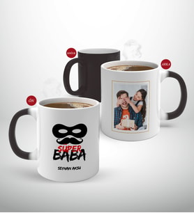 BK Gift Kişiye Özel Babalar Günü Hediyesi Fotoğraflı Sihirli Kupa Bardak-81 (Beyaz)