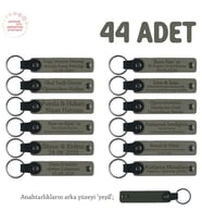 Kül Gri & Yeşil, Doğum Günü Misafirlerine Kişiselleştirilmiş Anahtarlık 44’lü Set, Özel Hediyelik