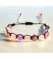 Ametist & Pembe Kuvars Taşlı Paracord Örme Bileklik