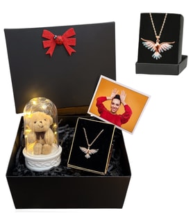 Renkli Zümdürü Anka Kuşu Kolyeli Fotoğraflı Premium Hediye Seti - Kişiye Özel Set (Model 5)