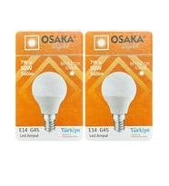 (2 Adet) Osaka 7W (50W) Beyaz Işık E14 Duylu (İnce Duy) Led Mini Ampul