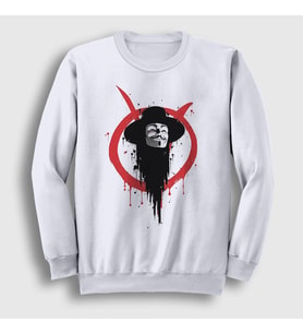 Presmono Unisex Beyaz Logo V2 Film V For Vendetta Sweatshirt 255761tt