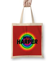 Bryce Harper CARTON ART - Baseball Gifts Vintage Retro Rainbow For BOYS AND Dad Bez Çanta Uzun Saplı