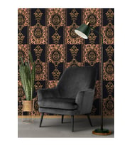 Dreamwall Damask Desenli Yırtılmaz Silinebilir Sağlıklı Tekstil Duvar Kağıdı (Siyah)